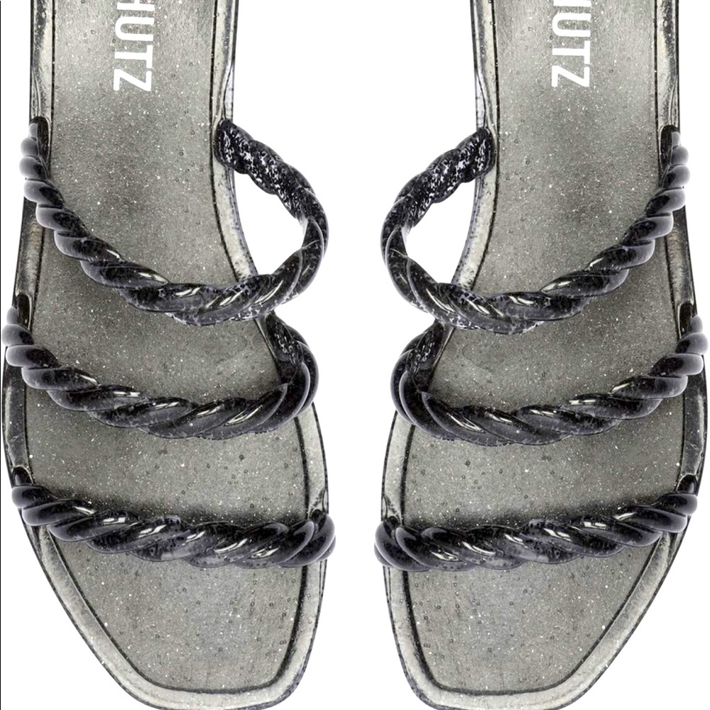 NIB SCHUTZ Diana Braided Glitter Black Jelly Sandal sz 6/7 Braz 35/36 Eur 37/38